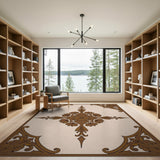 Ornate Brown Floral Persian Medallion Rug