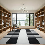 Black White Geometric Grid No. 25 Area Rug