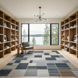 Grey Geometric Block Area Rug