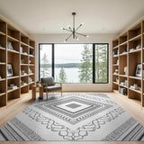 Intricate Black White Persian Motif Traditional Persian Area Rug