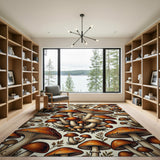 Whimsical Orange Mushroom Cluster Area Rug