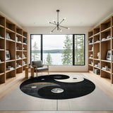 Celestial Yin-Yang Moon Phase Area Rug