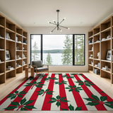 Festive Holly Berry Striped Area Rug