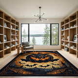 Spooky Jack-O'-Lantern Bats Halloween Area Rug