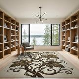 Ornate Gold Grape Vine Floral Rug