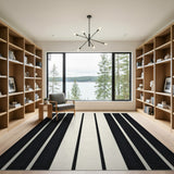 Bold Geometric Modern Bold Black White Vertical Stripe Rug
