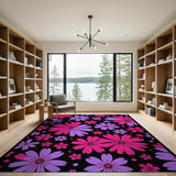 Vibrant Pink Purple Floral Area Rug