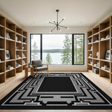 Geometric Black Gray Frame Area Rug