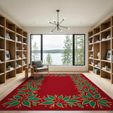 Red Holly Berry Border Area Rug