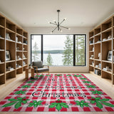 Hell's Twist Merry Christmas Gingham Holly Rug