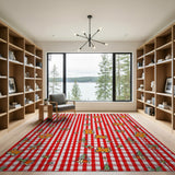 Festive Gingerbread Gingham Christmas Area Rug