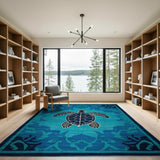 Teal Sea Turtle Area Rug
