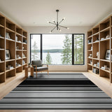 Bold Black White Striped Geometric No. 3 Area Rug