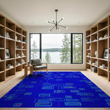 Neon Circuit Blue Teal Area Rug