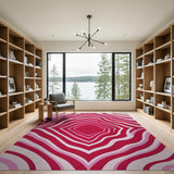 Pink Vibrant Pink Wavy Geometric Area Rug