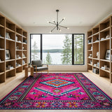 Vibrant Pink Multi-Color Southwestern Area Rug