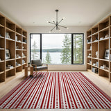Red Vertical Stripe Geometric Area Rug