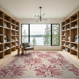 Vintage Red Swirling Fern Floral Area Rug