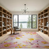 Lush Pink Peony Floral Vintage Rug