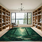 Sunlit Forest Stream Area Rug
