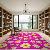Multi-color and Patterns Vibrant Pink Daisy Floral Area Rug