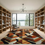 Geometric Pyramid Stacks Brown Tan Area Rug