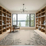 Beige Botanical Leaf Frame Area Rug