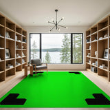 Vibrant Green Black Border Geometric Area Rug