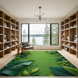 Lush Green Monstera Leaves Area Rug