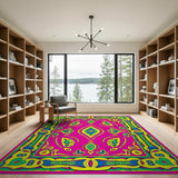 Vibrant Pink Multi-Color Paisley Area Rug