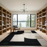 Black and White Modern Black White Geometric Abstract Area Rug