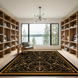 Cosmic Orange Starburst Geometric Rug
