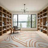 Abstract Orange Wavy Lines Area Rug