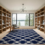 Navy Geometric Quatrefoil Tile Area Rug