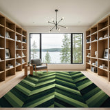 Vibrant Green Chevron Geometric Area Rug