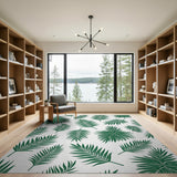 Green Palm Frond Area Rug