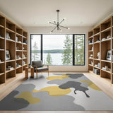 Abstract Grey Yellow Cloud Area Rug