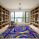 Vibrant Psychedelic Swirl Area Rug