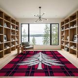 Festive Red Plaid Christmas Tree Area Rug