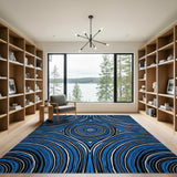 Blue Concentric Circles Heritage Tribal Rug