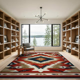 Red Navajo Diamond Southwestern Area Rug