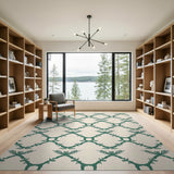 Elegant Green Trellis Floral Area Rug