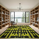 Bold Yellow Geometric Grid Modern Area Rug