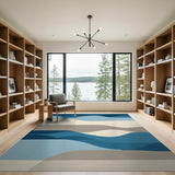 Abstract Blue Wave Layers Area Rug