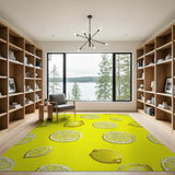 Yellow Zesty Lemon Slices Yellow Area Rug