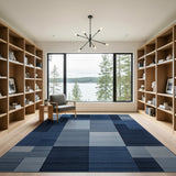 Modern Blue Patchwork Geometric Area Rug