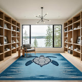 Coastal Beach Sea Turtle Blue Teal Area Rug