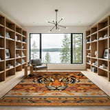 Bold Orange Tiger Face Southwestern Rug