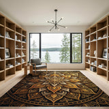 Ornate Gold Mandala Persian Gold and Silver Area Rug
