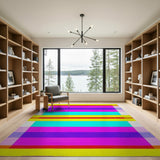 Vibrant Geometric Modern Vibrant Multi-Color Horizontal Stripe Area Rug